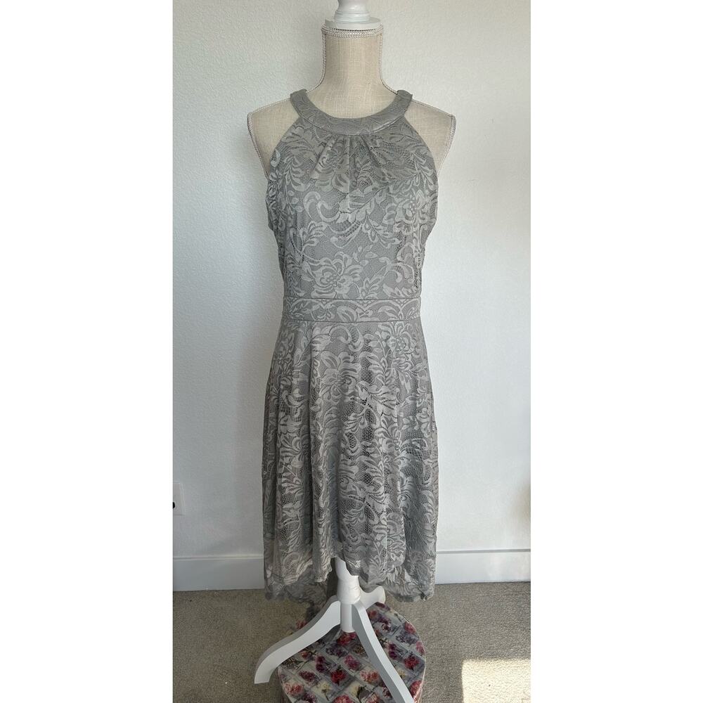 Bery Love Dove Gray High-Lo lace Dress -XL
